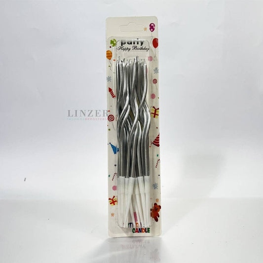 Velas Plateadas con Base (10 un) - Linzer insumos reposteria